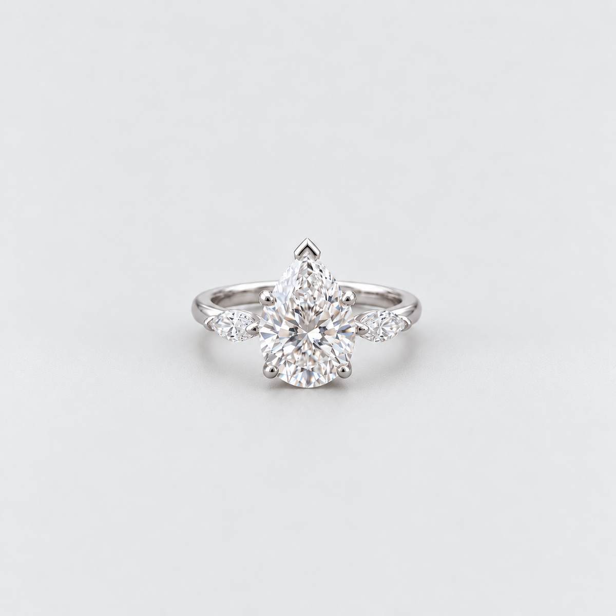 3.13 Ct. Lab Grown Diamond Three Stone Ring Pear & Marquise (VS-EF)