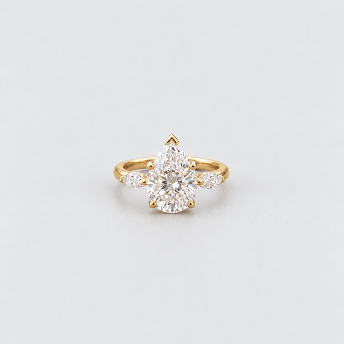 3.13 Ct. Lab Grown Diamond Three Stone Ring Pear & Marquise (VS-EF)