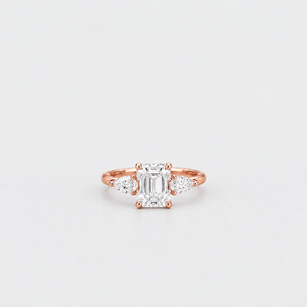 1.90 Ct. Lab Grown Diamond Emerald & Pear Three Stone Ring (VS-EF)
