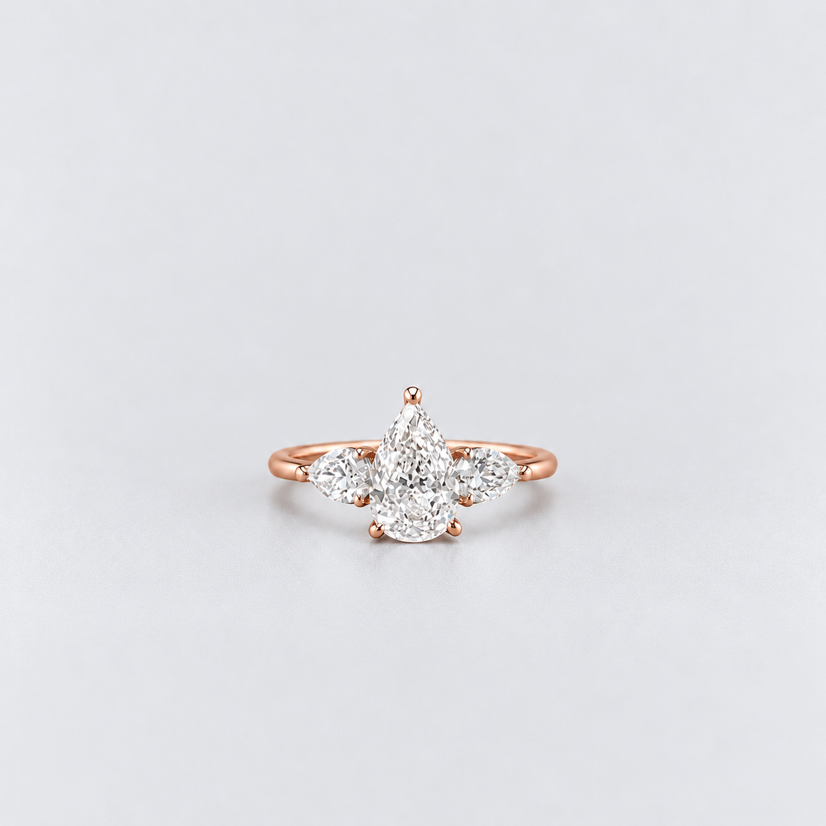 2.50 Ct. lab Grown Diamond Pear Cut Three Stone Ring (VS-EF)