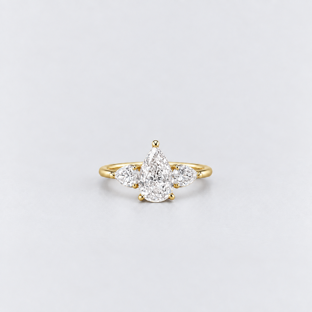 2.50 Ct. lab Grown Diamond Pear Cut Three Stone Ring (VS-EF)