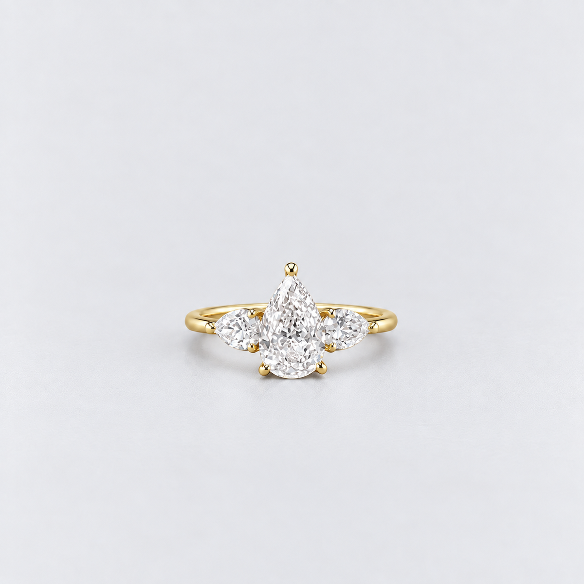 2.50 Ct. lab Grown Diamond Pear Cut Three Stone Ring (VS-EF)
