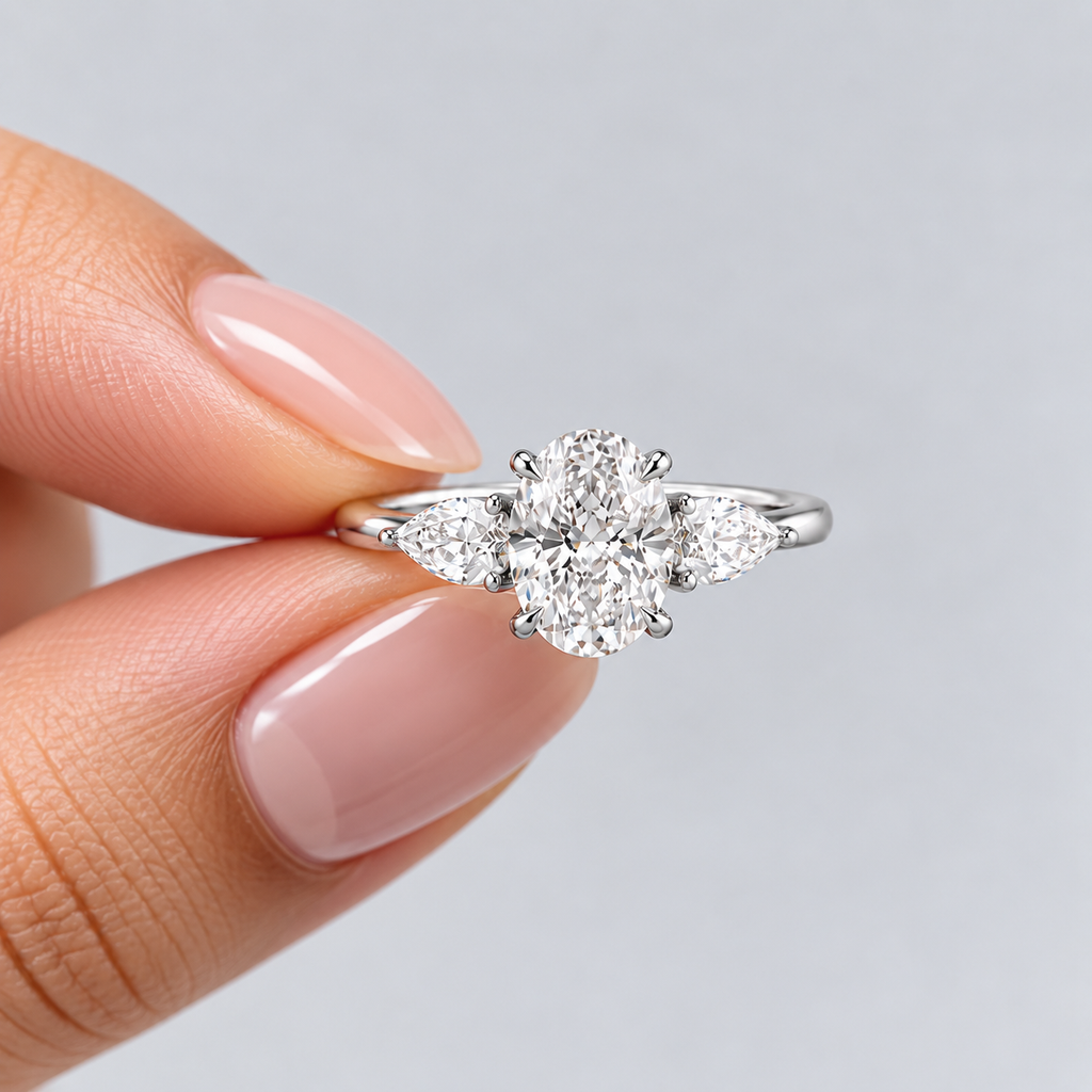 2.50 Ct. Lab Grown Diamond Oval Cut Three Stone Ring (VS-EF)