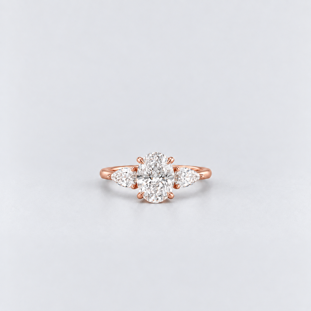 2.50 Ct. Lab Grown Diamond Oval Cut Three Stone Ring (VS-EF)
