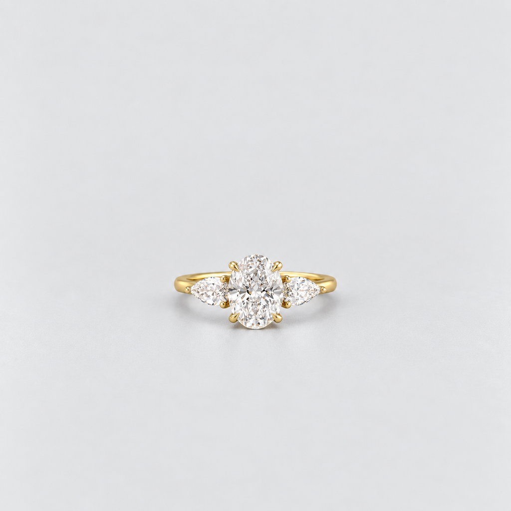 2.50 Ct. Lab Grown Diamond Oval Cut Three Stone Ring (VS-EF)