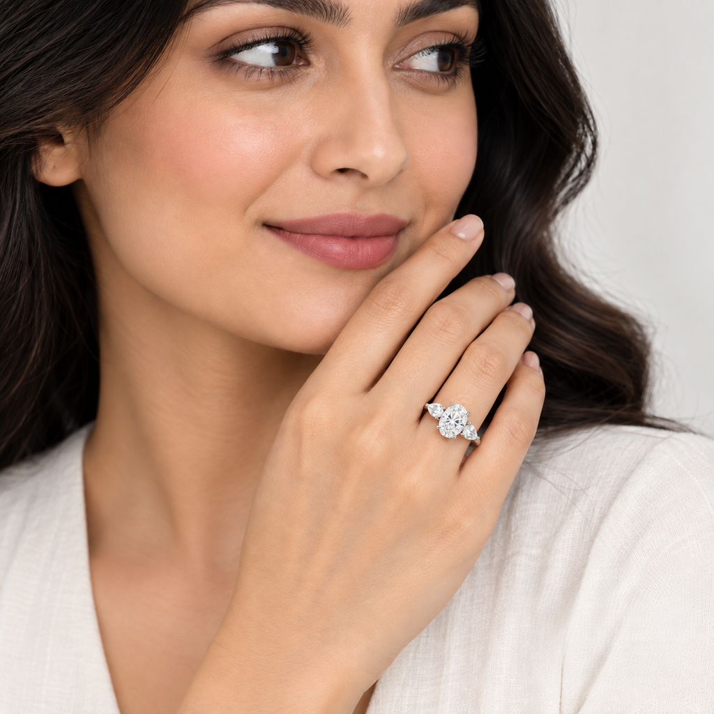 2.50 Ct. Lab Grown Diamond Three Stone Engagement Ring (VS-EF)