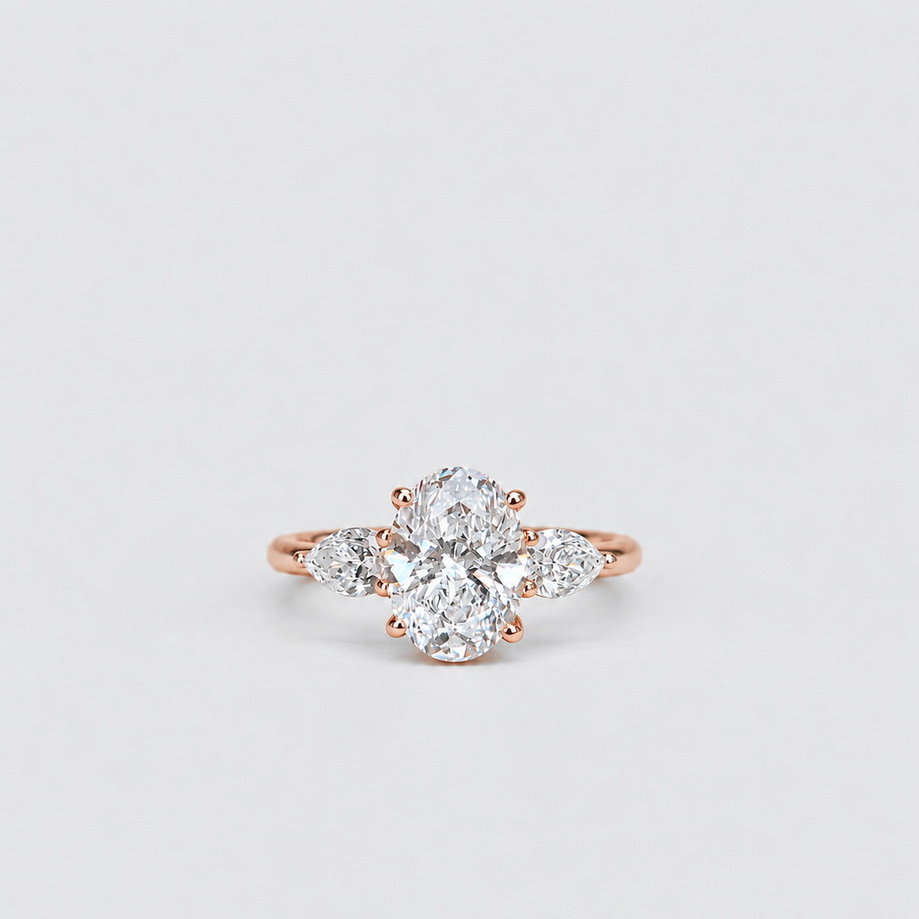 1.50 Ct. Lab Grown Diamond Three Stone Ring Oval & Pear (VS-EF)