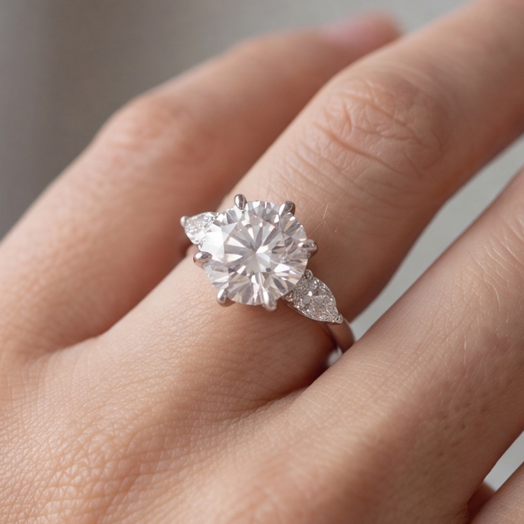 4 Ct. Lab-Grown Diamond Three Stone Ring Round Cut Ring (VS-EF)