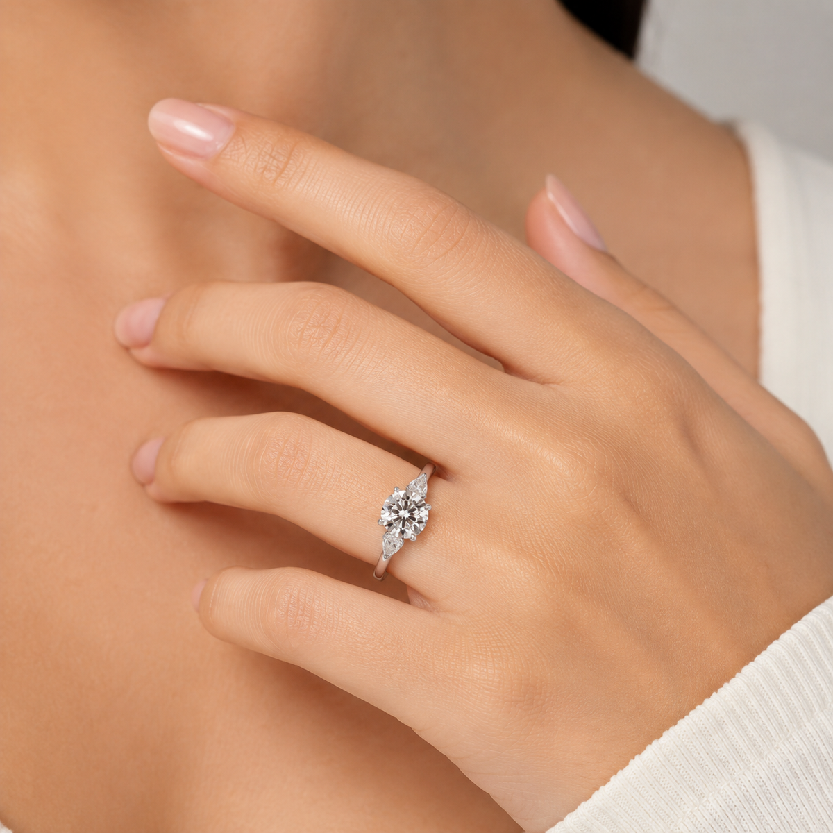 4 Ct. Lab-Grown Diamond Three Stone Ring Round Cut Ring (VS-EF)