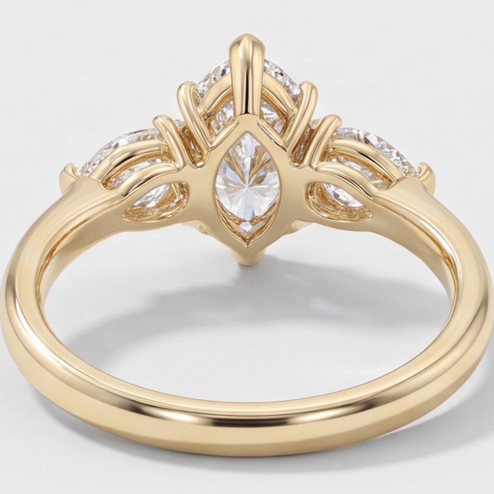 3 Ct. Lab-Grown Diamond Three Stone Ring Marquise Cut Ring (VS-EF)