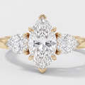 3 Ct. Lab-Grown Diamond Three Stone Ring Marquise Cut Ring (VS-EF)