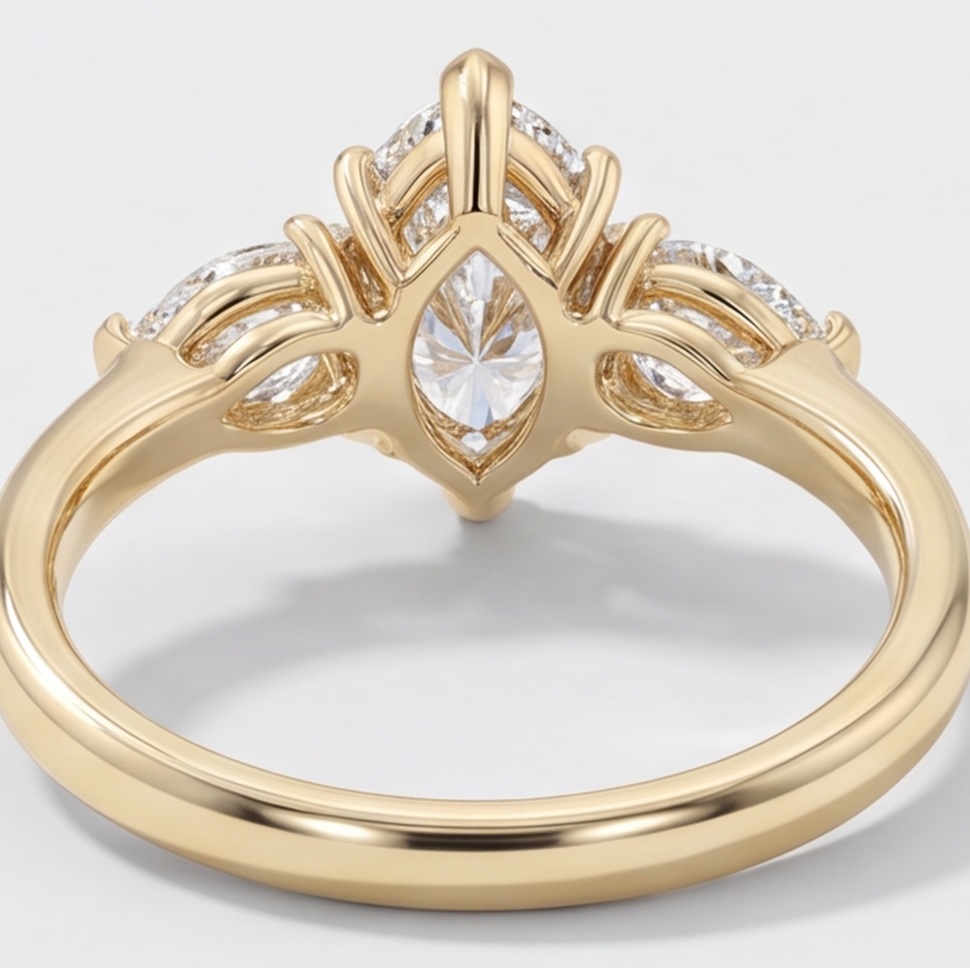 3 Ct. Lab-Grown Diamond Three Stone Ring Marquise Cut Ring (VS-EF)