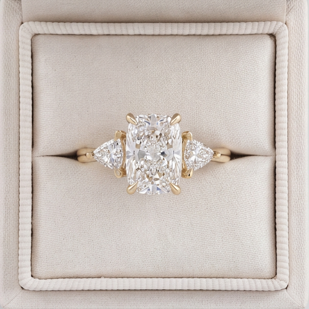 4.5 Lab-Grown Diamond Three Stone Ring Cushion Cut Ring (VS-EF)