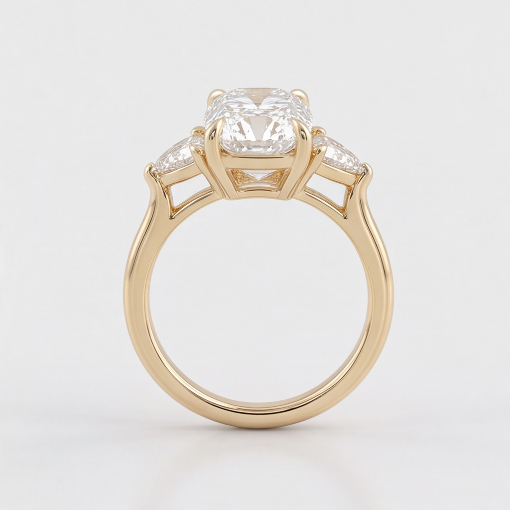 4.5 Lab-Grown Diamond Three Stone Ring Cushion Cut Ring (VS-EF)