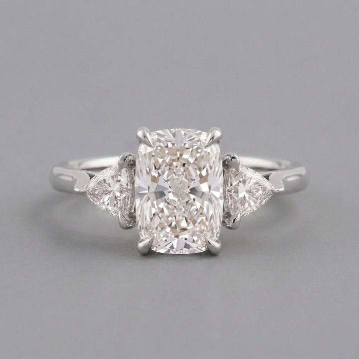 4.5 Lab-Grown Diamond Three Stone Ring Cushion Cut Ring (VS-EF)