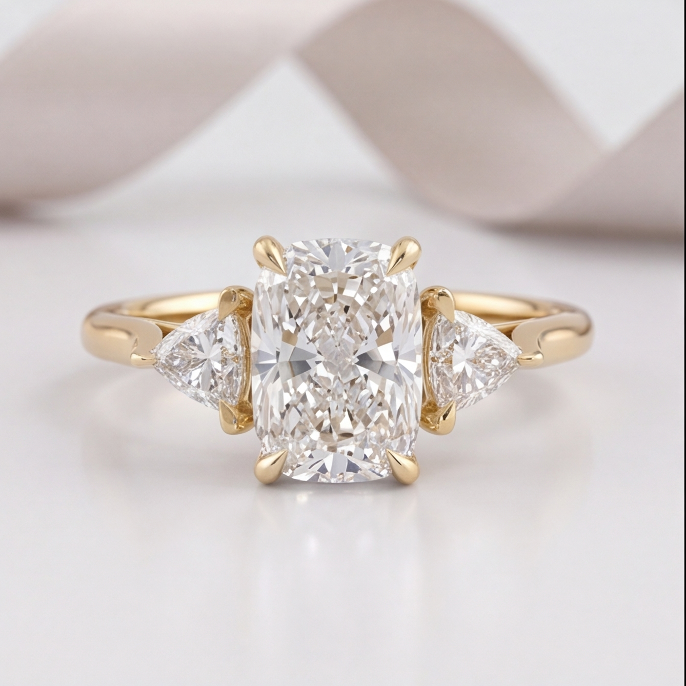4.5 Lab-Grown Diamond Three Stone Ring Cushion Cut Ring (VS-EF)