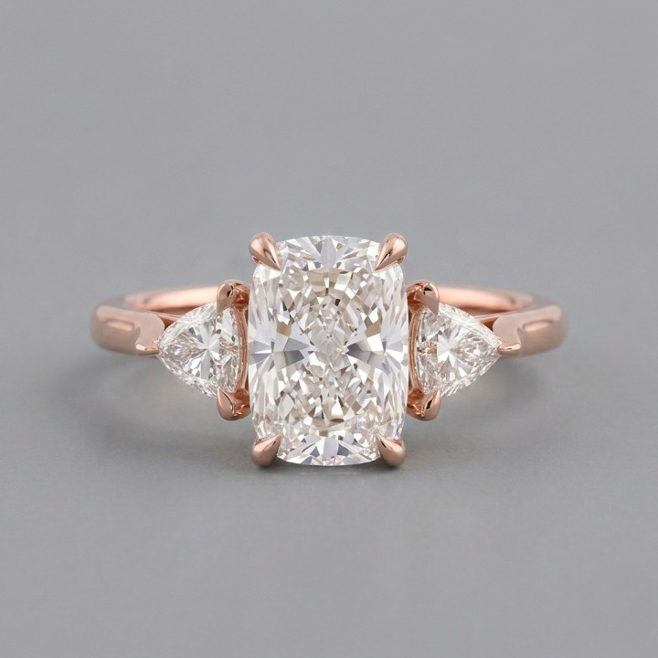4.5 Lab-Grown Diamond Three Stone Ring Cushion Cut Ring (VS-EF)
