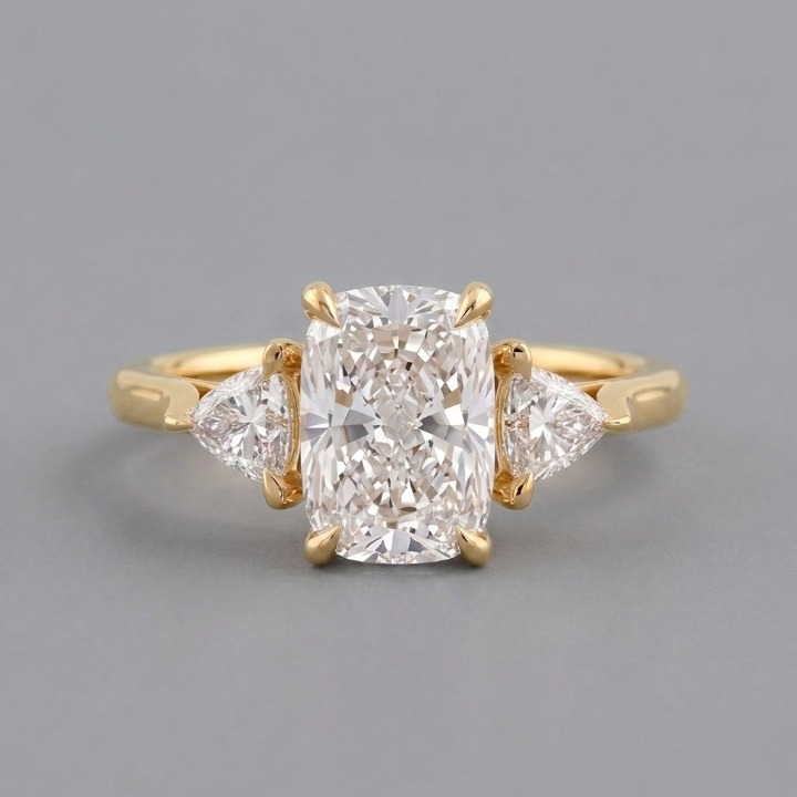 4.5 Lab-Grown Diamond Three Stone Ring Cushion Cut Ring (VS-EF)