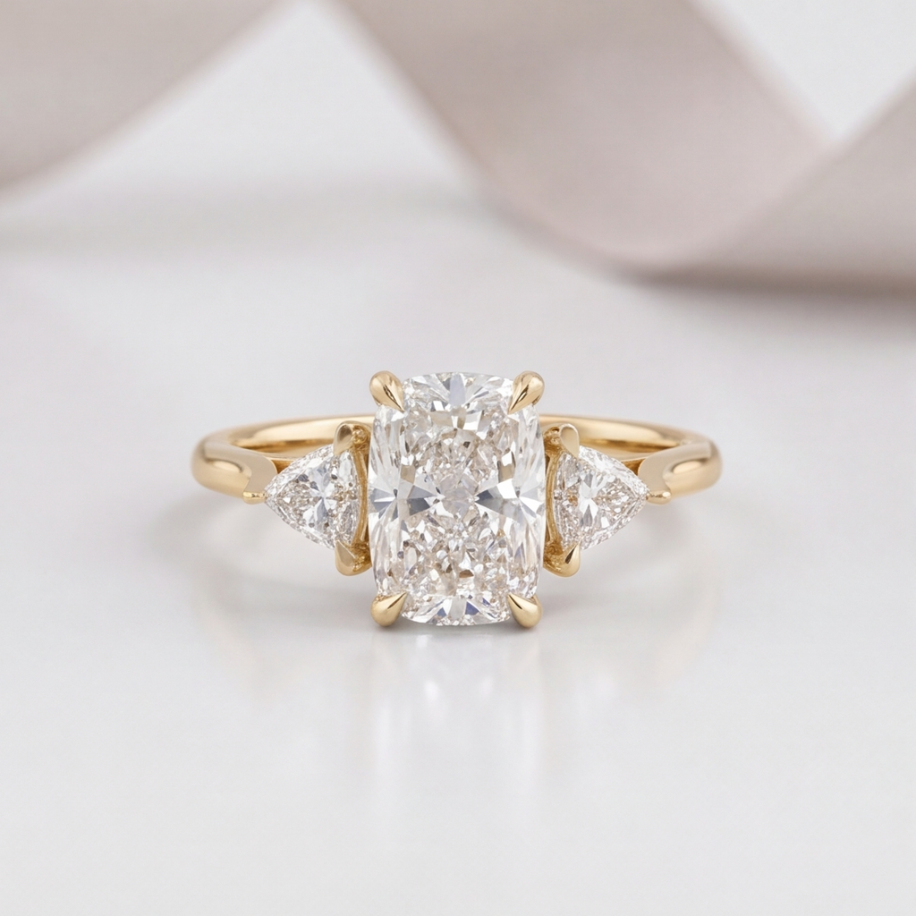 4.5 Lab-Grown Diamond Three Stone Ring Cushion Cut Ring (VS-EF)