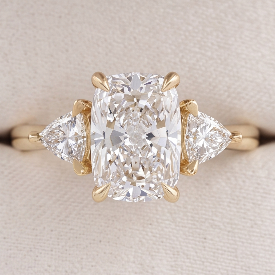 4.5 Lab-Grown Diamond Three Stone Ring Cushion Cut Ring (VS-EF)