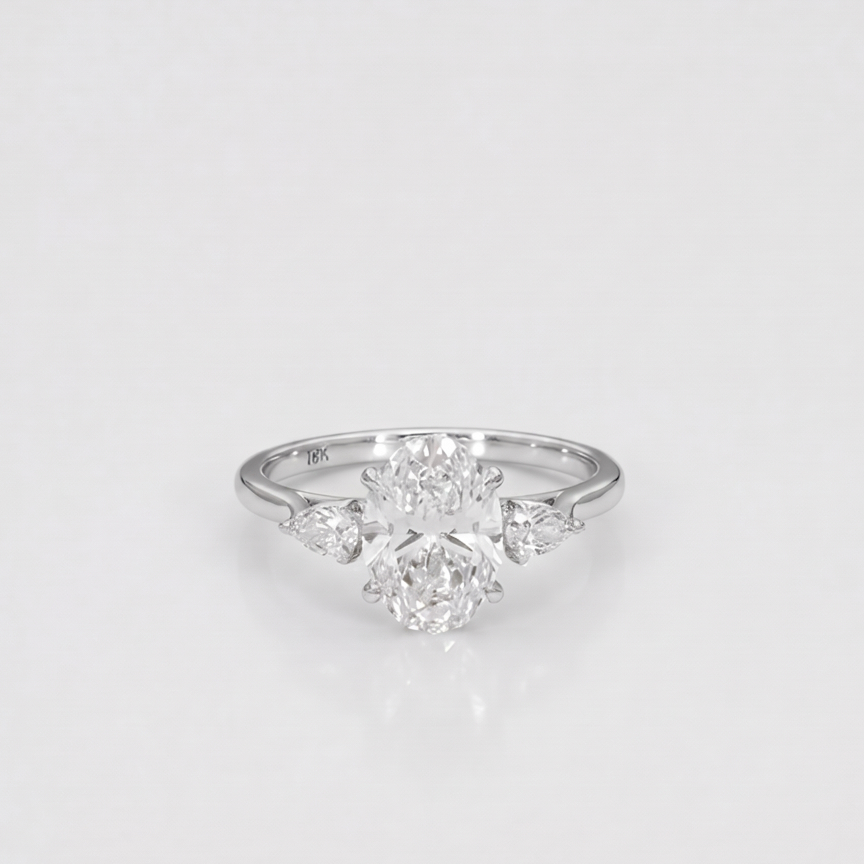 2.5 Ct. Lab-Grown Diamond Three Stone Ring Oval Cut (VS-EF)
