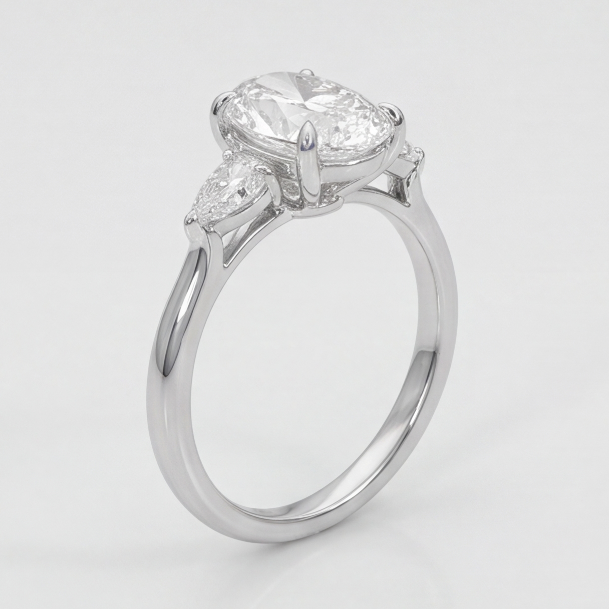 2.5 Ct. Lab-Grown Diamond Three Stone Ring Oval Cut (VS-EF)