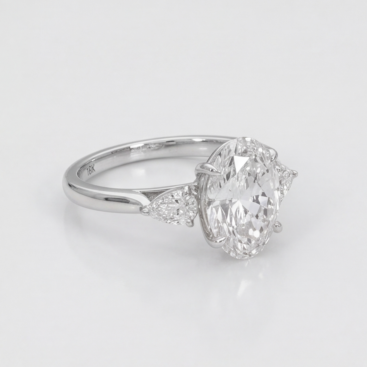 2.5 Ct. Lab-Grown Diamond Three Stone Ring Oval Cut (VS-EF)