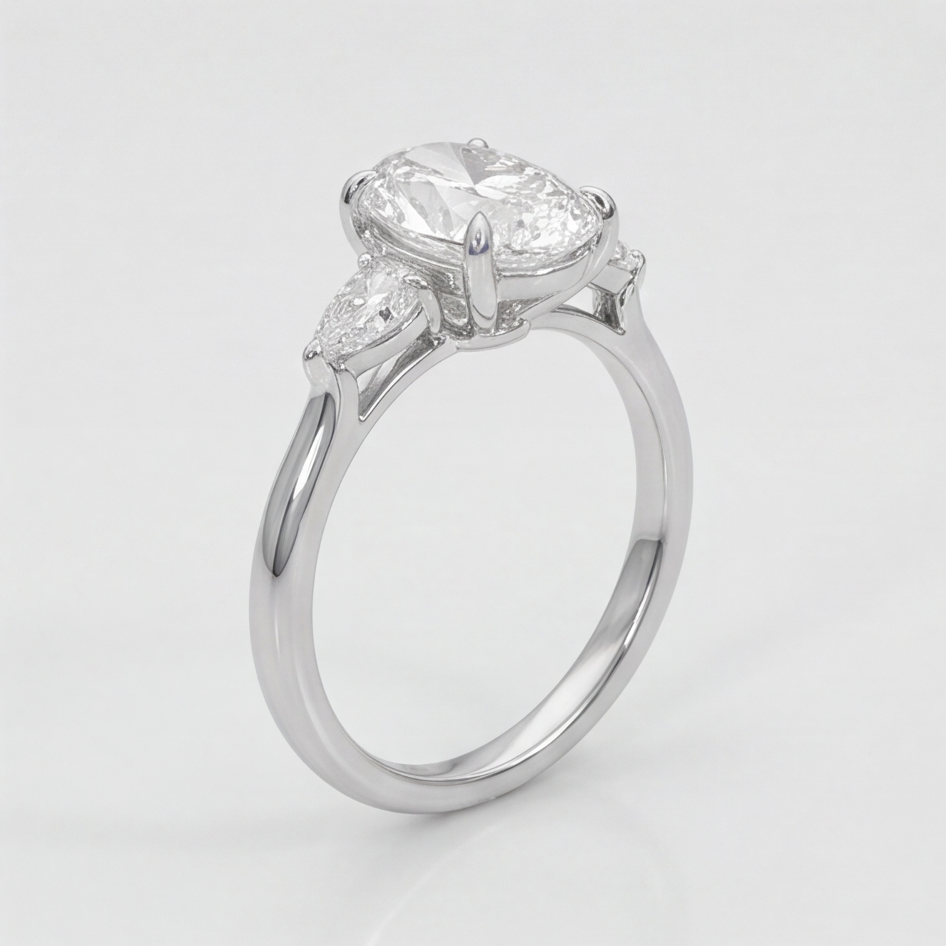 2.5 Lab-Grown Diamond Three Stone Ring Oval Cut Ring (VS-EF)