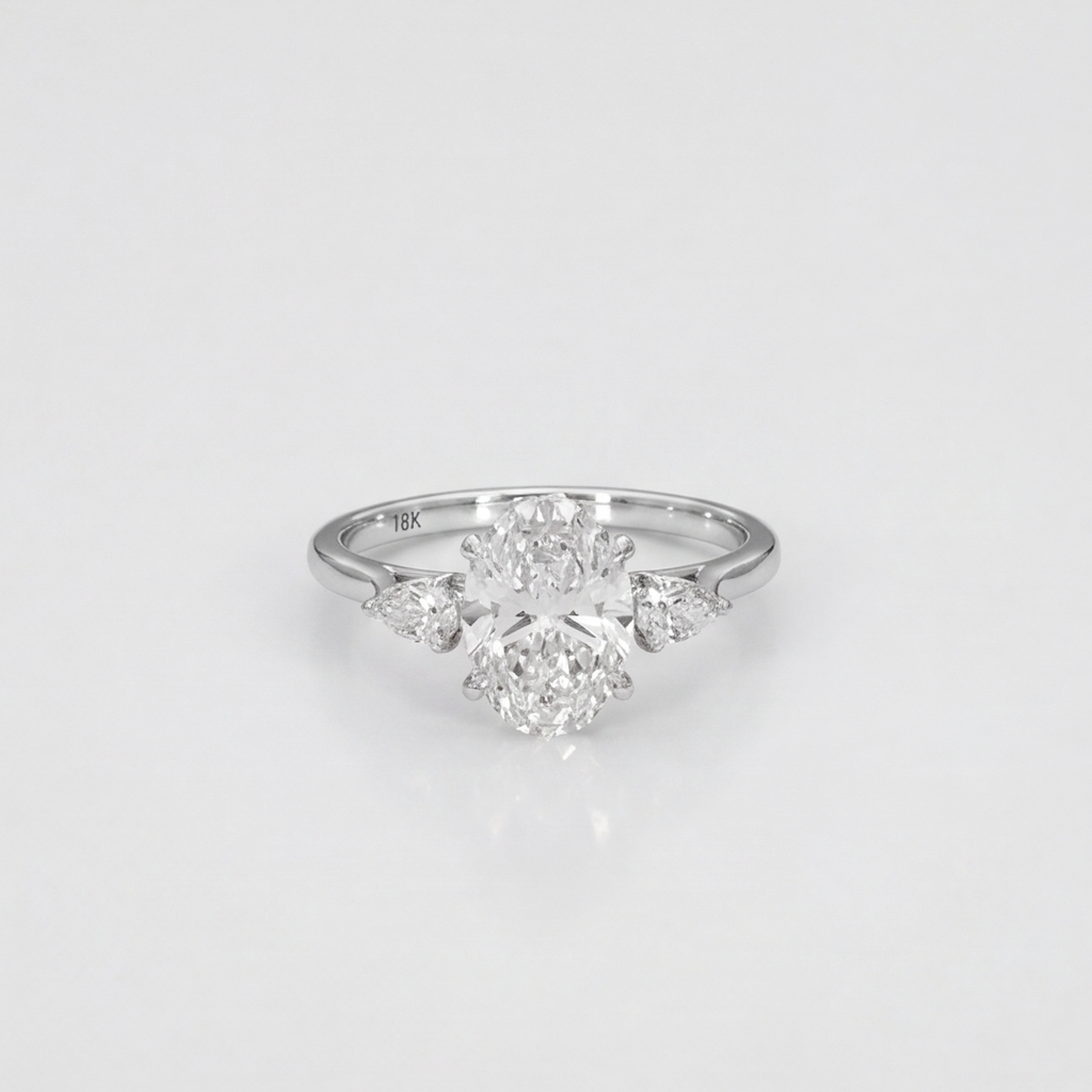 2.5 Lab-Grown Diamond Three Stone Ring Oval Cut Ring (VS-EF)