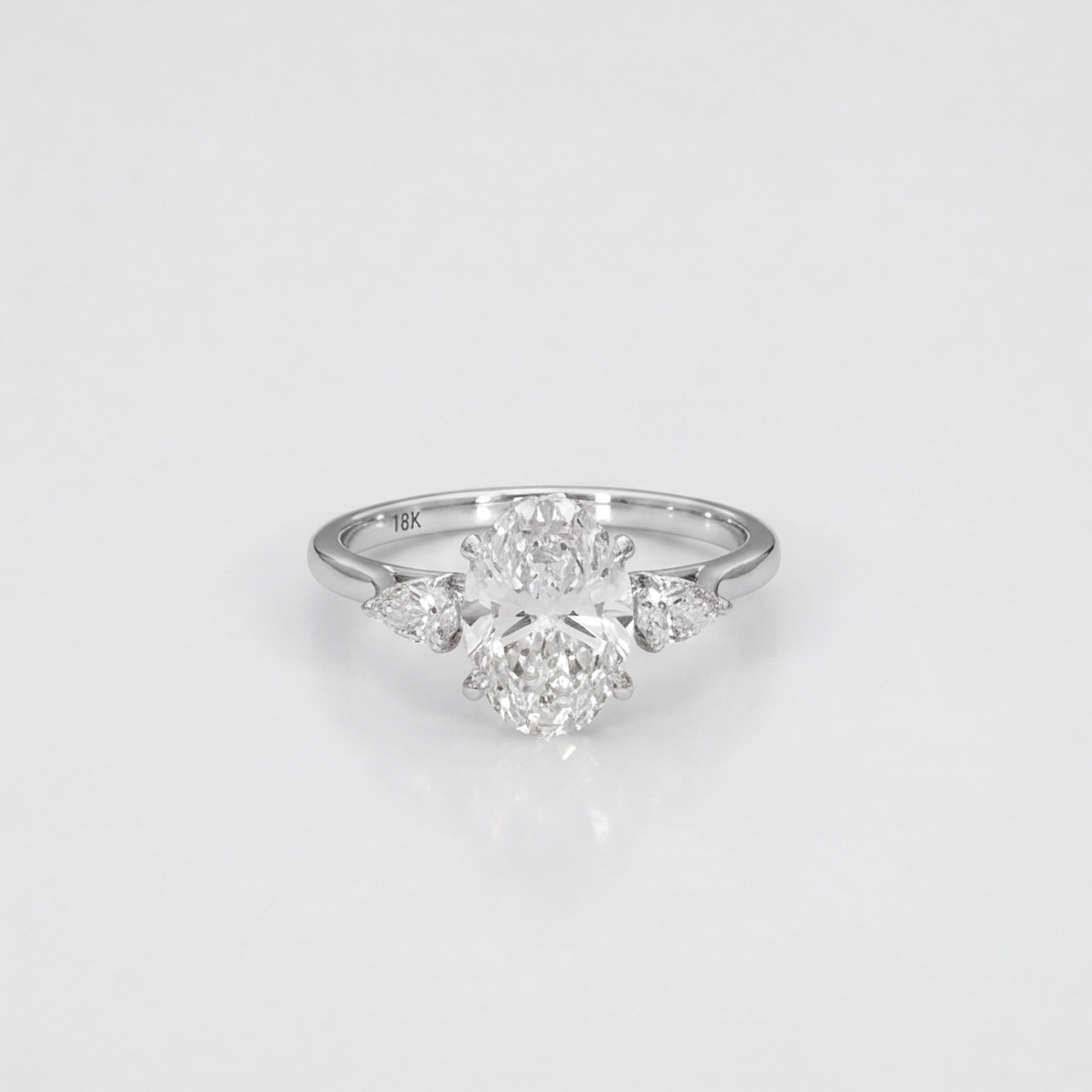 2.5 Lab-Grown Diamond Three Stone Ring Oval Cut Ring (VS-EF)