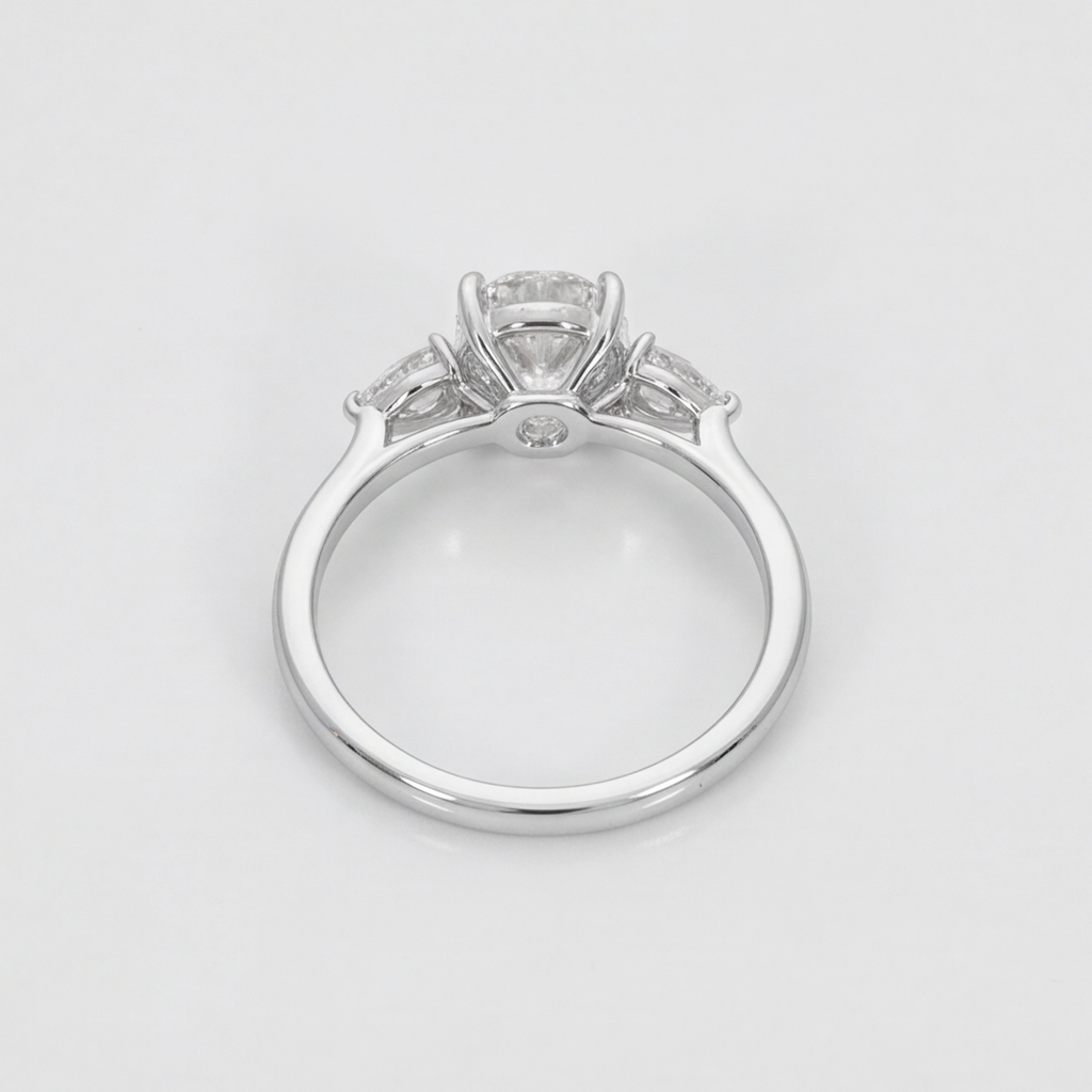 2.5 Lab-Grown Diamond Three Stone Ring Oval Cut Ring (VS-EF)