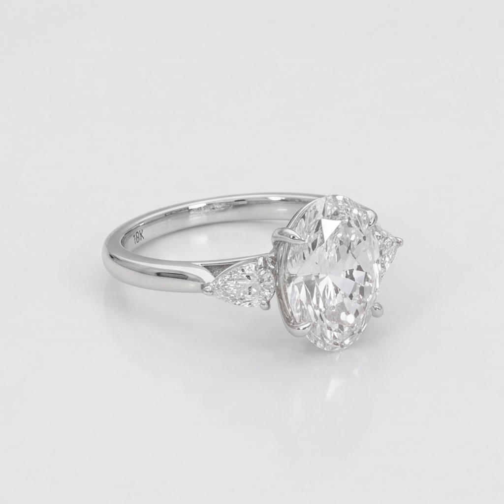 2.5 Lab-Grown Diamond Three Stone Ring Oval Cut Ring (VS-EF)