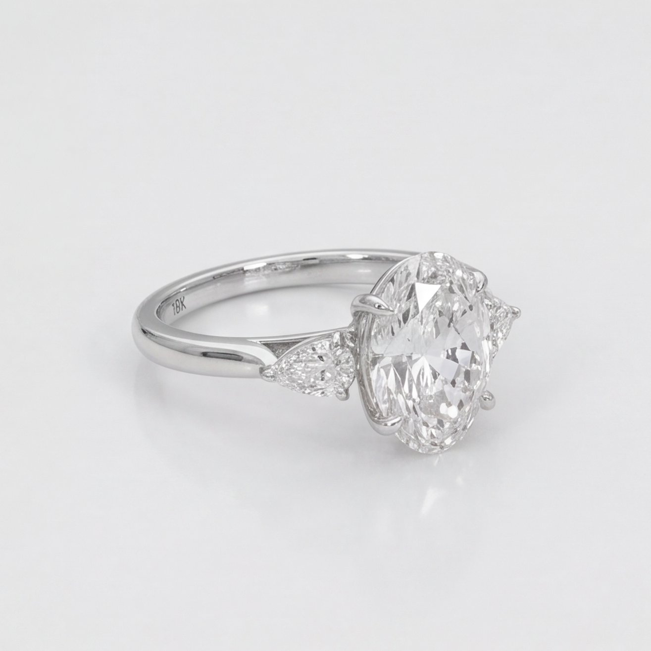 2.5 Lab-Grown Diamond Three Stone Ring Oval Cut Ring (VS-EF)