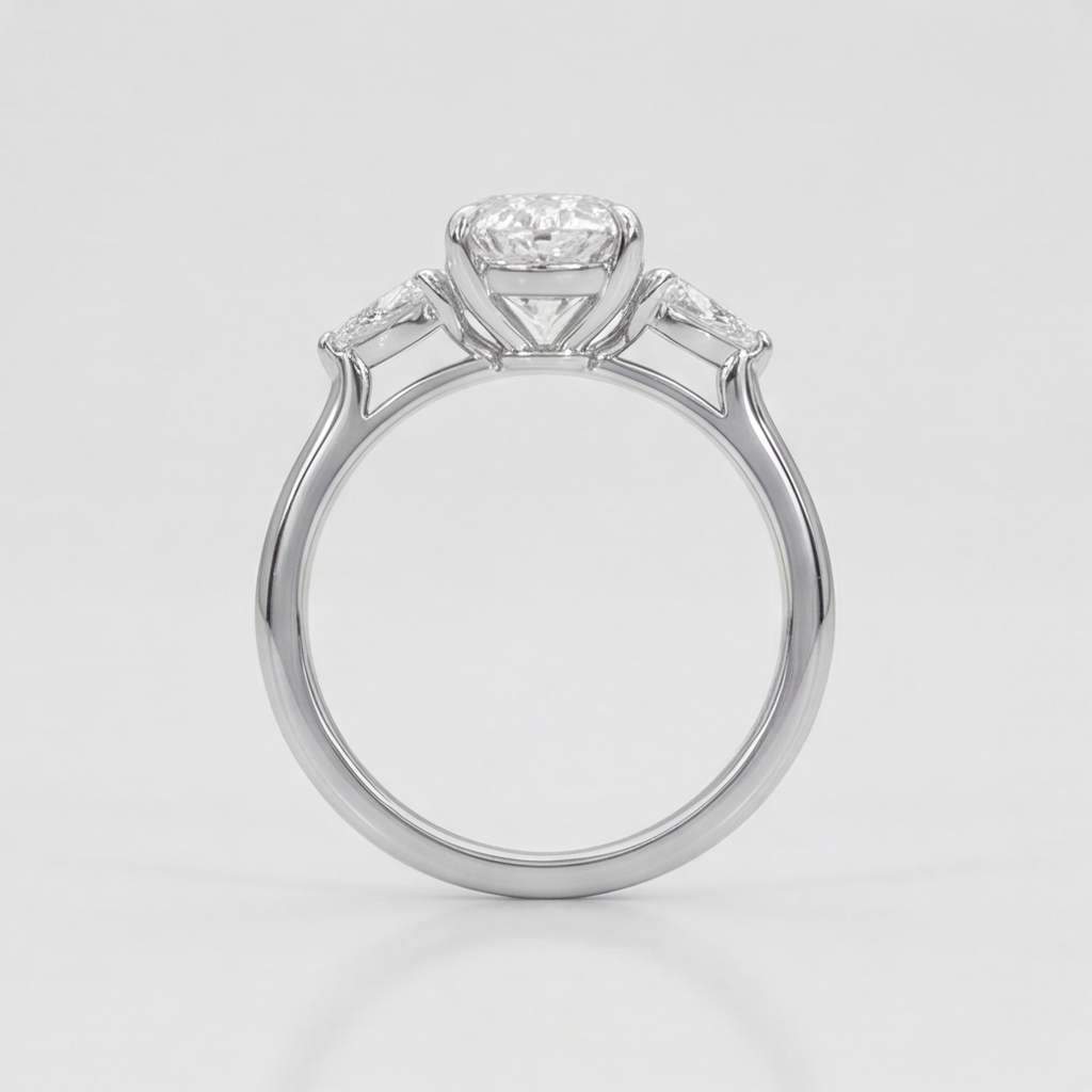 2.5 Lab-Grown Diamond Three Stone Ring Oval Cut Ring (VS-EF)
