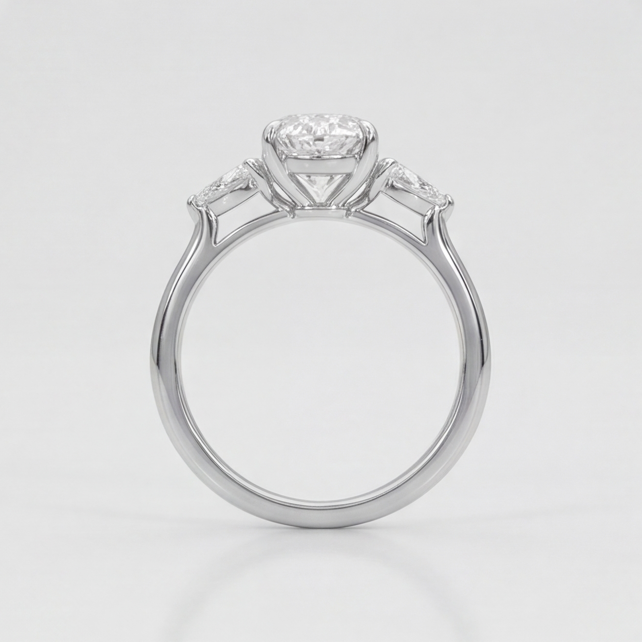 2.5 Lab-Grown Diamond Three Stone Ring Oval Cut Ring (VS-EF)