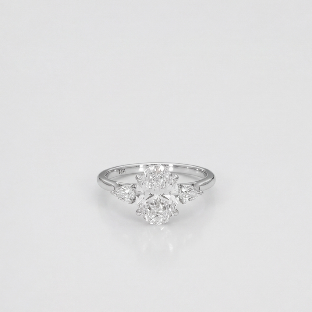 2.5 Lab-Grown Diamond Three Stone Ring Oval Cut Ring (VS-EF)