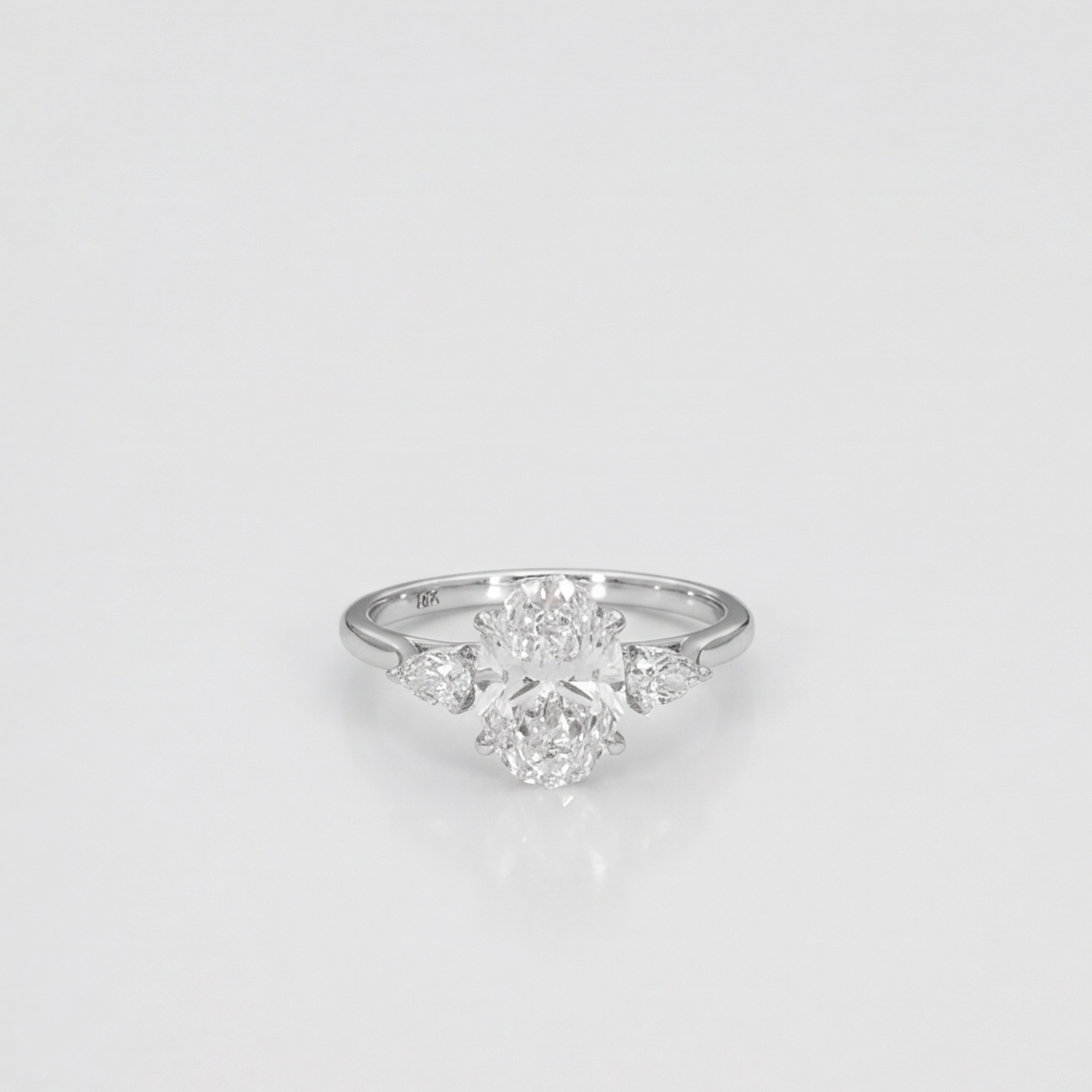 2.5 Lab-Grown Diamond Three Stone Ring Oval Cut Ring (VS-EF)