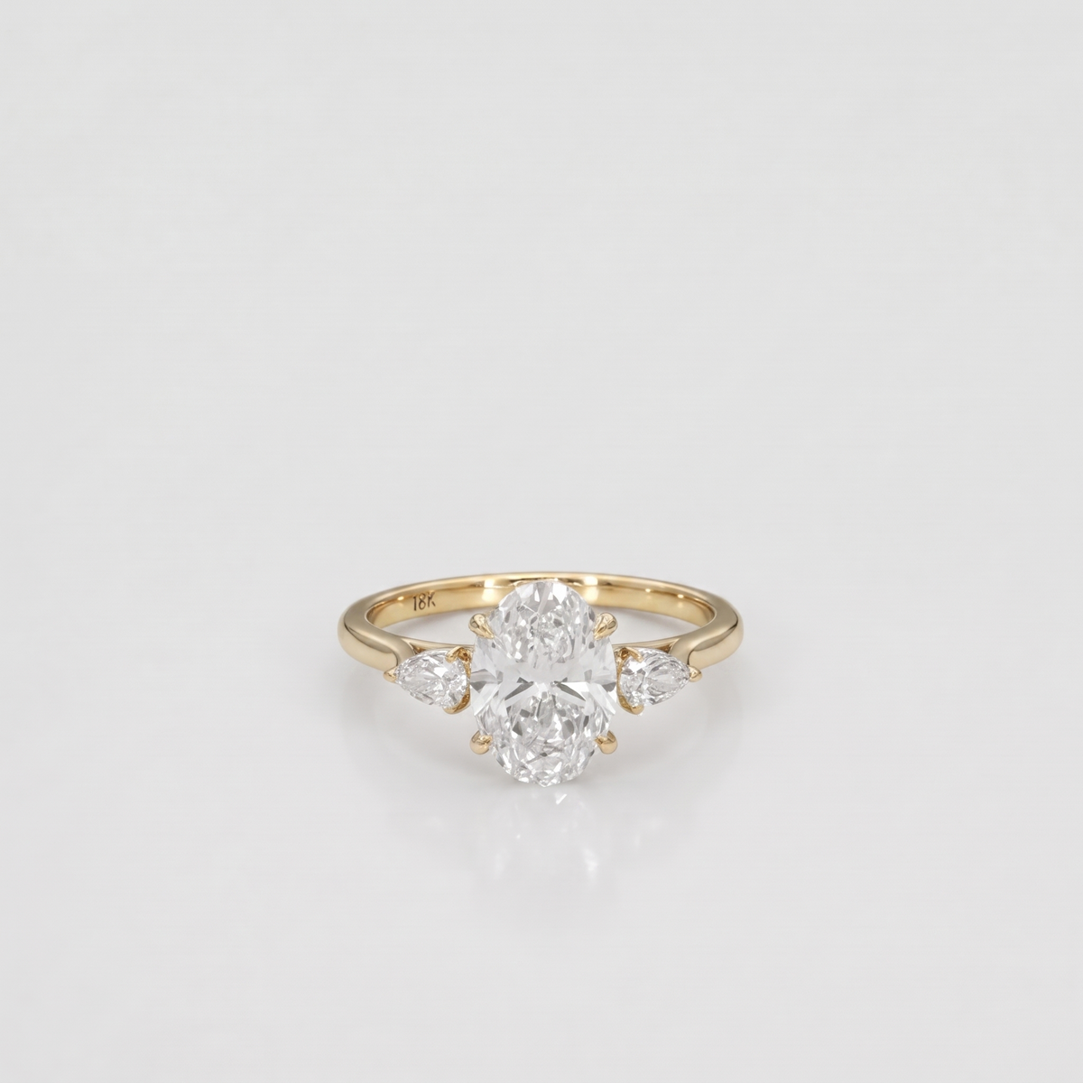 2.5 Ct. Lab-Grown Diamond Three Stone Ring Oval Cut (VS-EF)