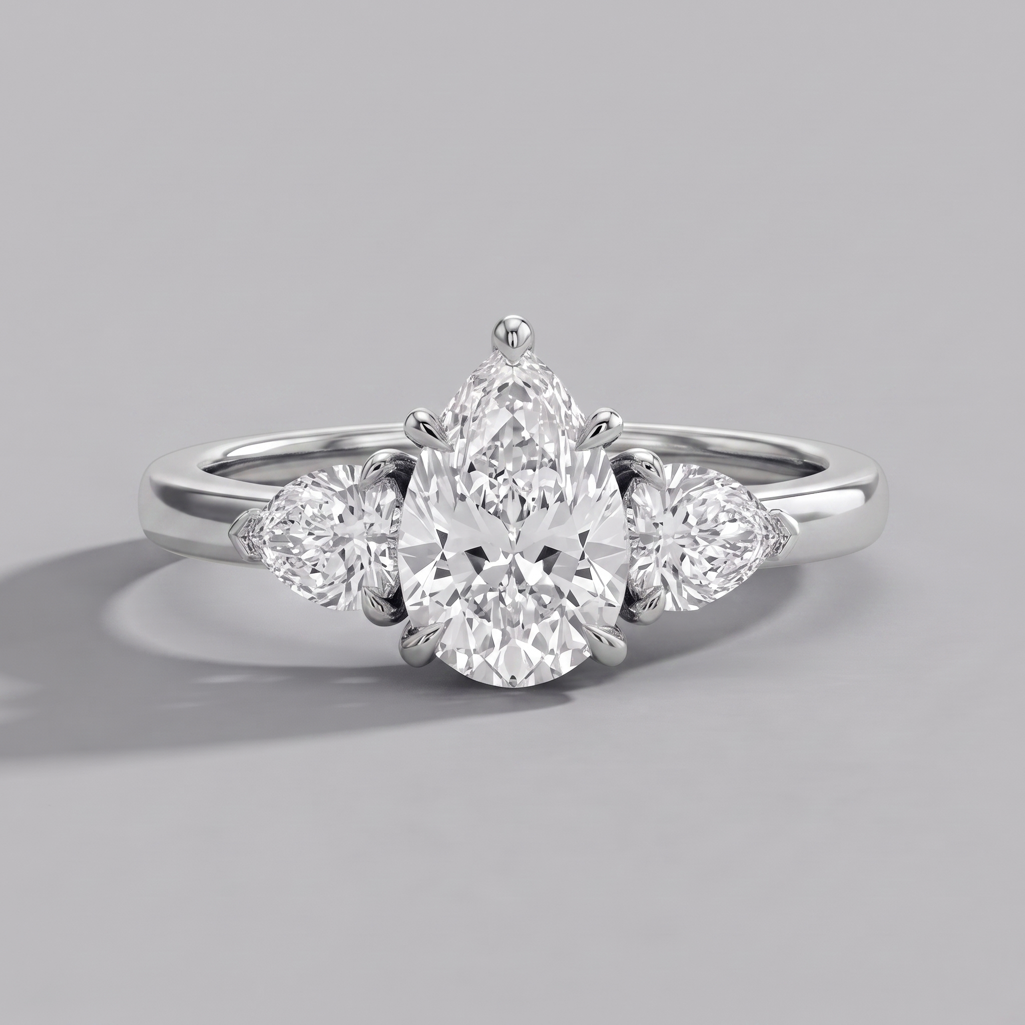 1.5 Ct. Lab-Grown Diamond Three Stone Ring Pear Cut Ring (VS-EF)