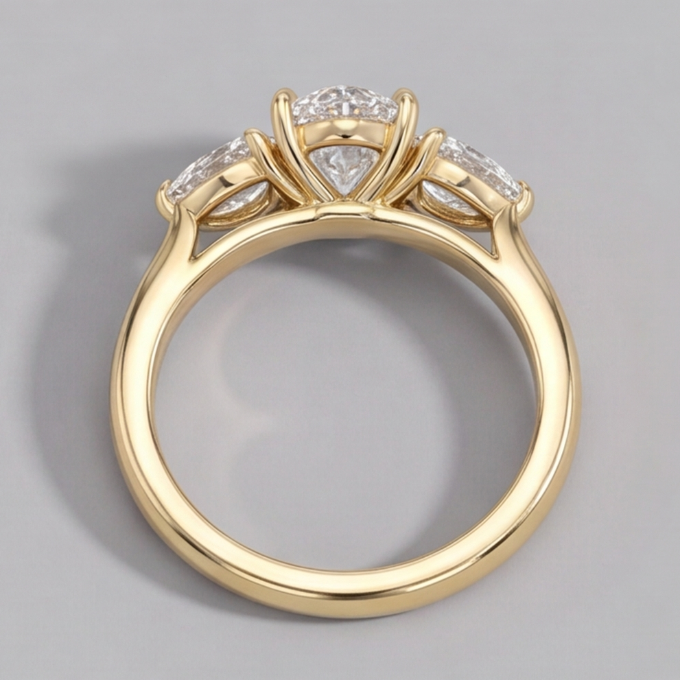 1.5 Ct. Lab-Grown Diamond Three Stone Ring Pear Cut Ring (VS-EF)
