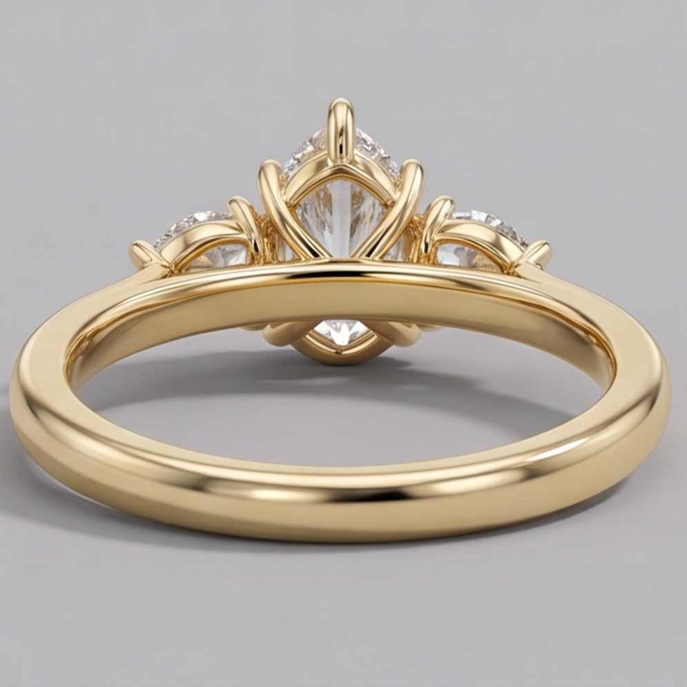 1.5 Ct. Lab-Grown Diamond Three Stone Ring Pear Cut Ring (VS-EF)