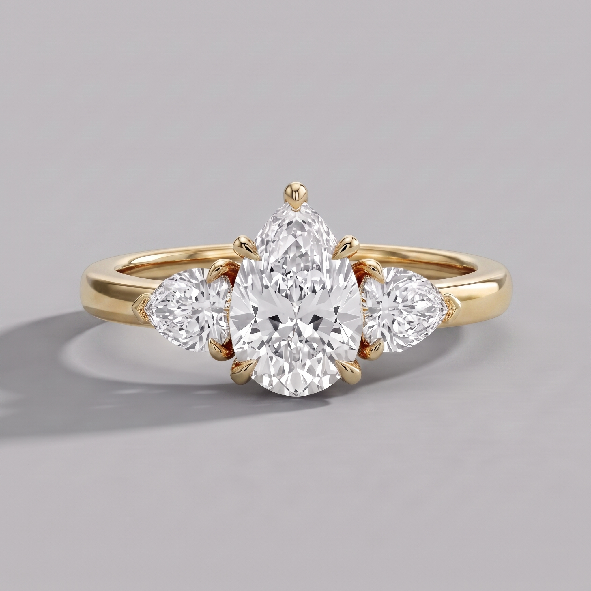 1.5 Ct. Lab-Grown Diamond Three Stone Ring Pear Cut Ring (VS-EF)