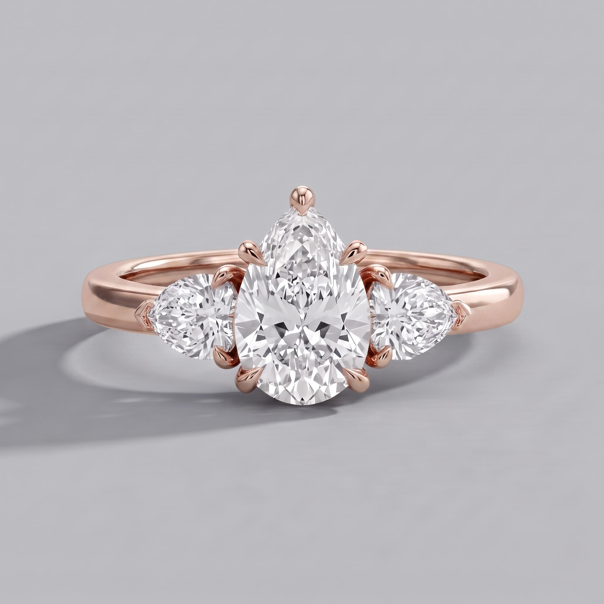 1.5 Ct. Lab-Grown Diamond Three Stone Ring Pear Cut Ring (VS-EF)