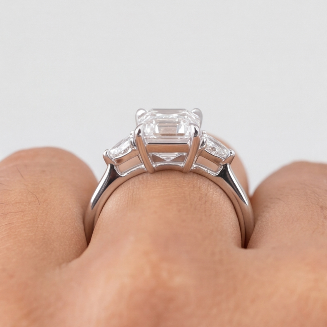 1.5 Lab-Grown Diamond Three Stone Ring Emerald Cut Ring (VS-EF)