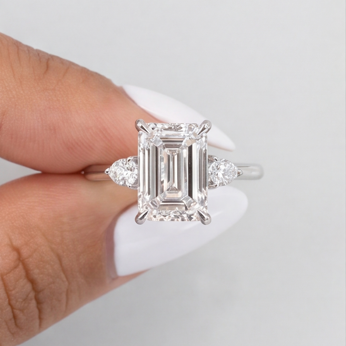 1.5 Lab-Grown Diamond Three Stone Ring Emerald Cut Ring (VS-EF)