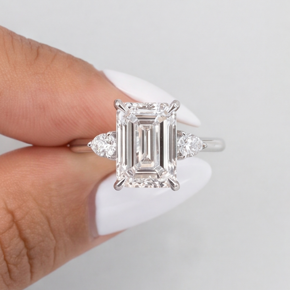 1.5 Lab-Grown Diamond Three Stone Ring Emerald Cut Ring (VS-EF)