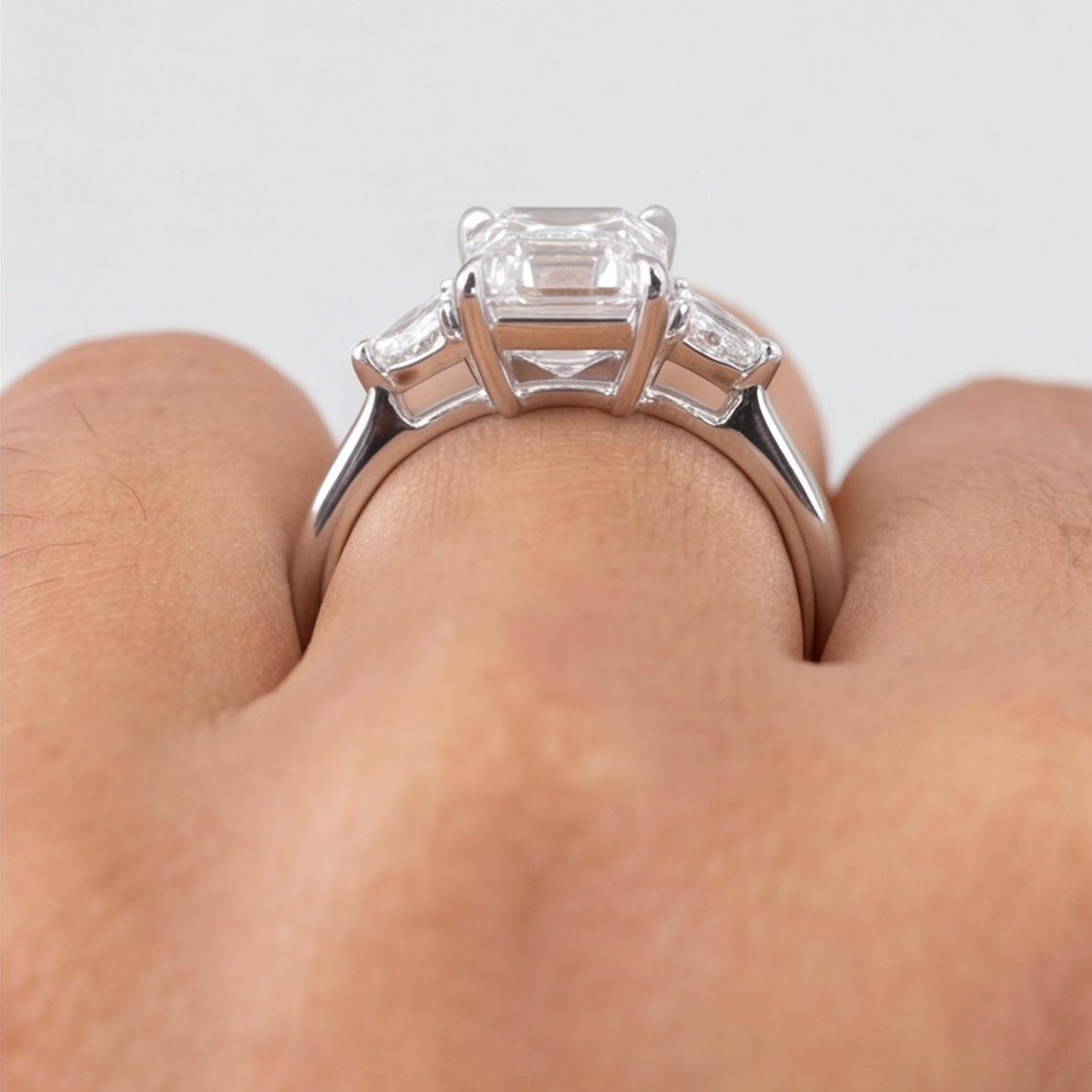 1.5 Lab-Grown Diamond Three Stone Ring Emerald Cut Ring (VS-EF)