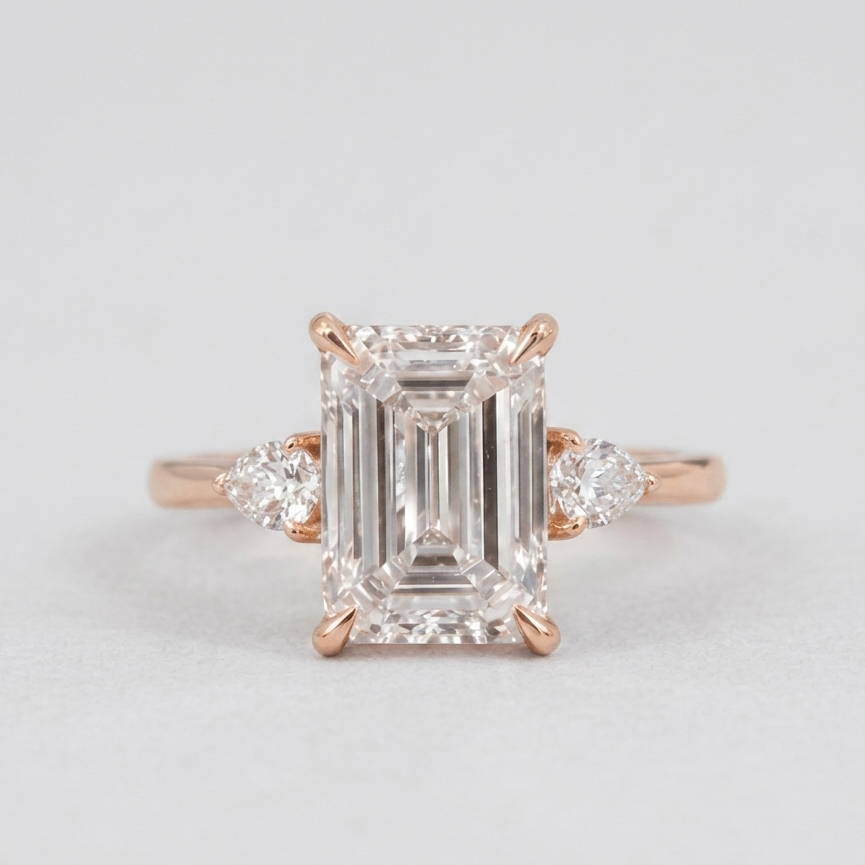 1.5 Lab-Grown Diamond Three Stone Ring Emerald Cut Ring (VS-EF)