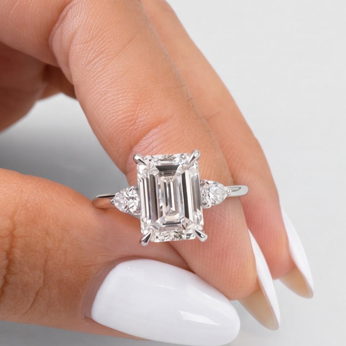 1.5 Lab-Grown Diamond Three Stone Ring Emerald Cut Ring (VS-EF)