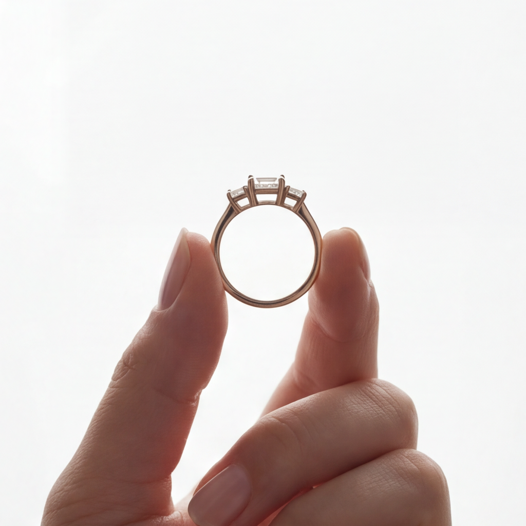 3 Ct. Lab-Grown Diamond Three Stone Ring Emerald Cut Ring (VS-EF)